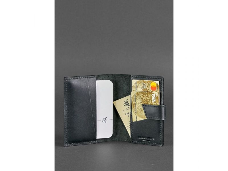 Кожаная обложка для паспорта 4.0 черная, фото 2