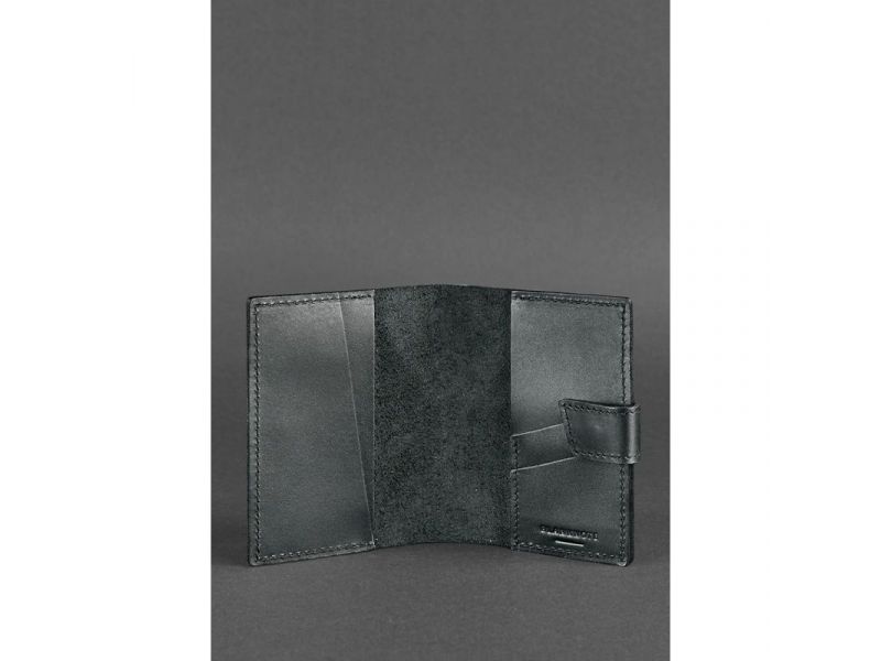 Кожаная обложка для паспорта 4.0 черная, фото 3