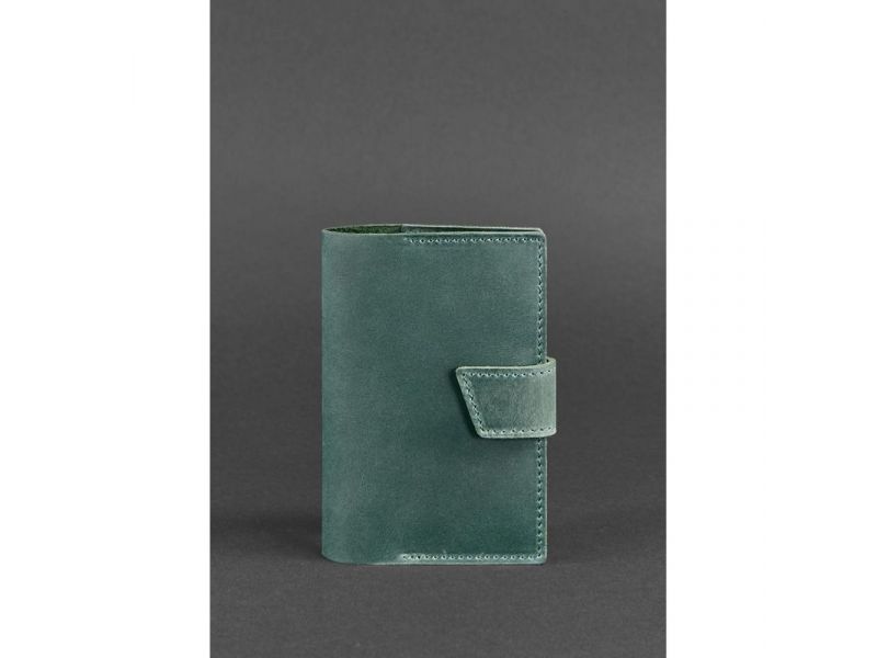 Кожаная обложка для паспорта 4.0 зеленая Crazy Horse, фото 1