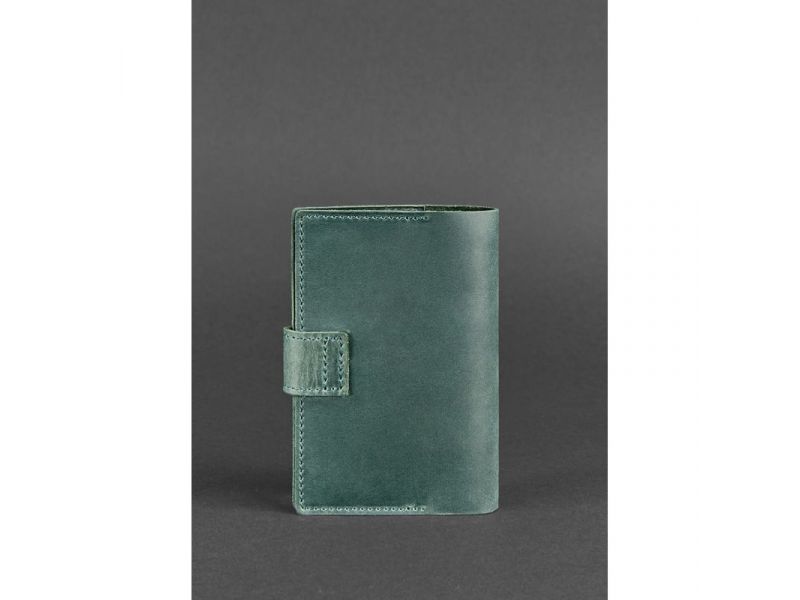Кожаная обложка для паспорта 4.0 зеленая Crazy Horse, фото 4