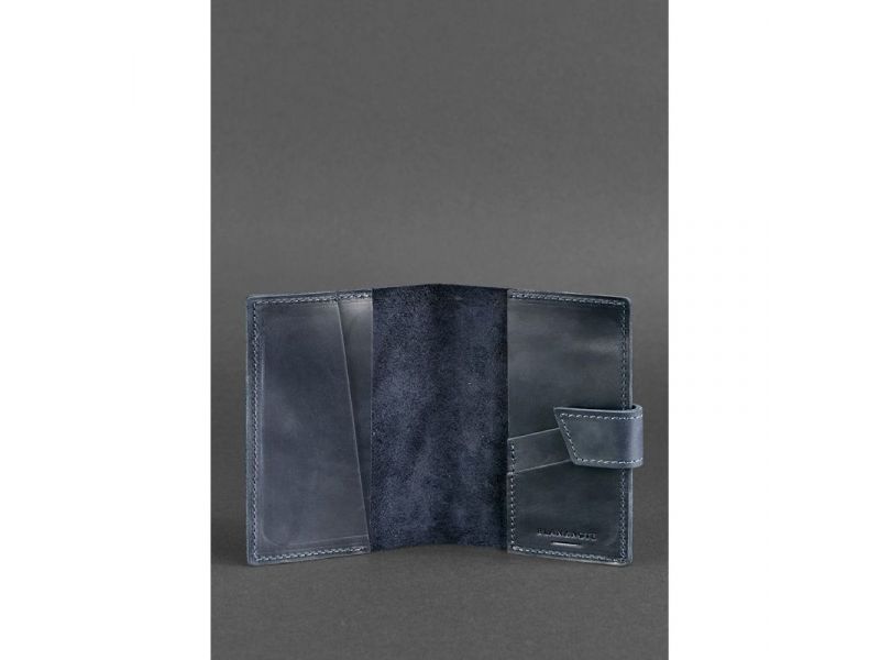 Кожаная обложка для паспорта 4.0 синяя, фото 3