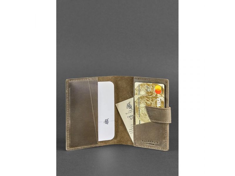 Кожаная обложка для паспорта 4.0 темно-коричневый Crazy Horse, фото 2