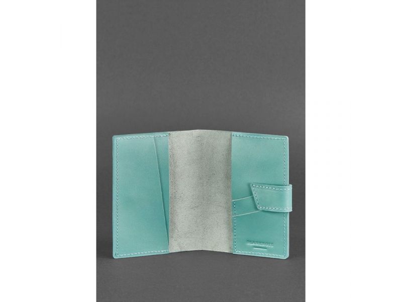 Кожаная обложка для паспорта 4.0 бирюзовая, фото 3