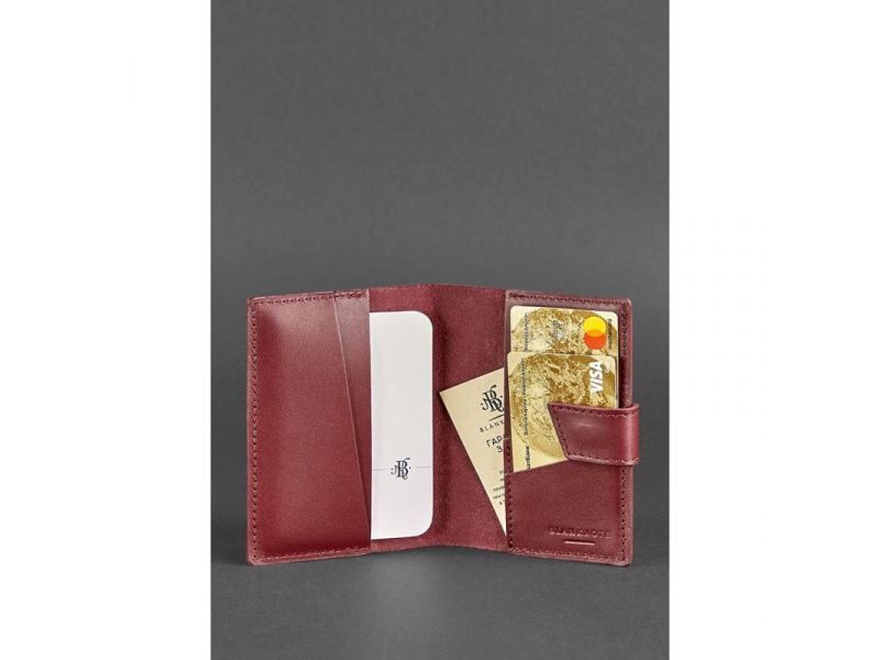 Кожаная обложка для паспорта 4.0 бордовая, фото 2