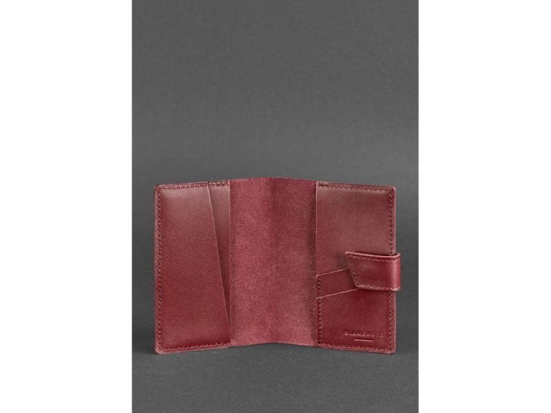 Кожаная обложка для паспорта 4.0 бордовая, фото 3