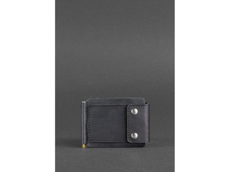 Мужское кожаное портмоне черное 10.0 зажим для денег, фото 1