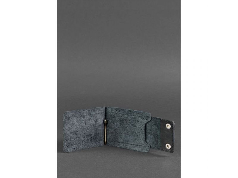 Мужское кожаное портмоне черное 10.0 зажим для денег, фото 3