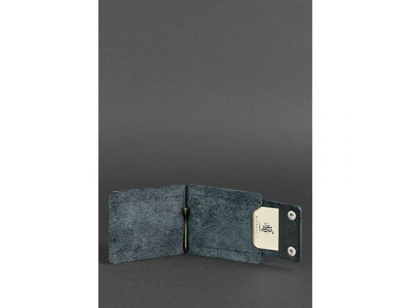 Мужское кожаное портмоне черное 10.0 зажим для денег, фото 5