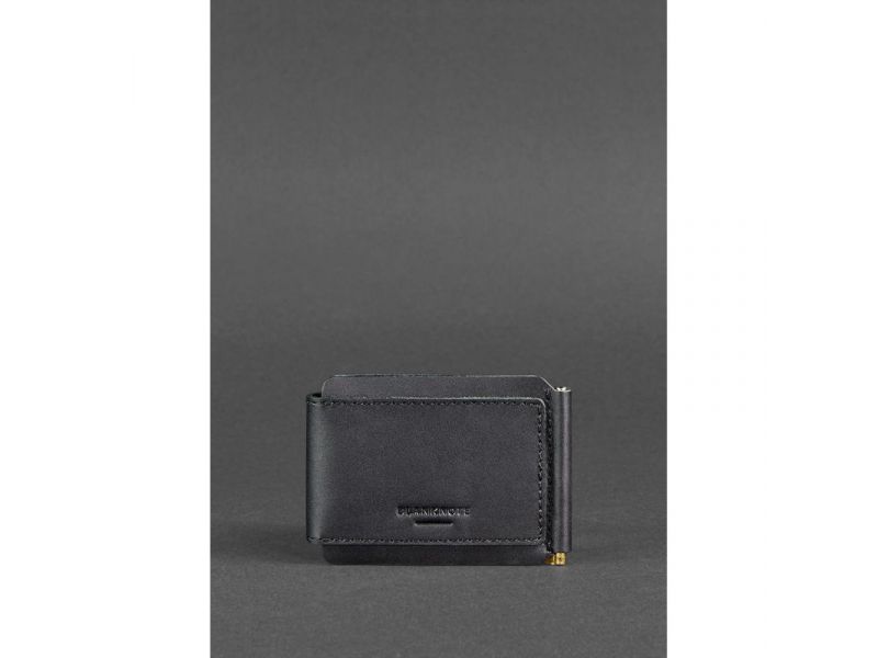 Мужское кожаное портмоне черное 10.0 зажим для денег, фото 6