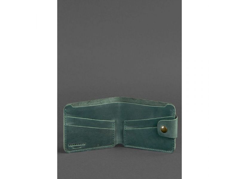 Кожаное портмоне 4.3 зеленое Crazy Horse, фото 3