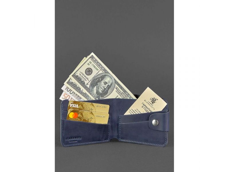Кожаное портмоне 4.3 синее, фото 2