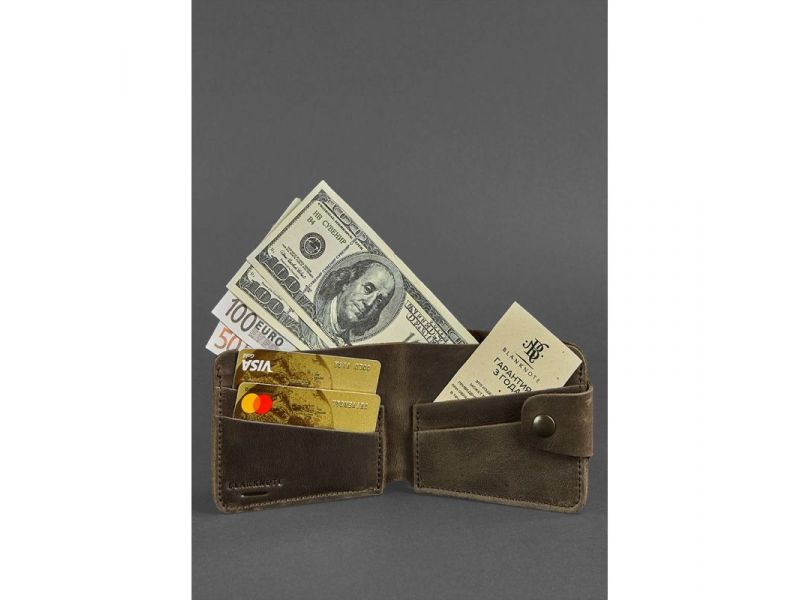 Кожаное портмоне 4.3 темно-коричневый Crazy Horse, фото 2