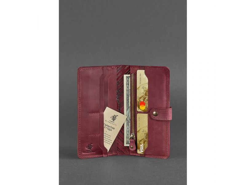 Кожаное женское портмоне 7.0 Инди Бордовый, фото 3