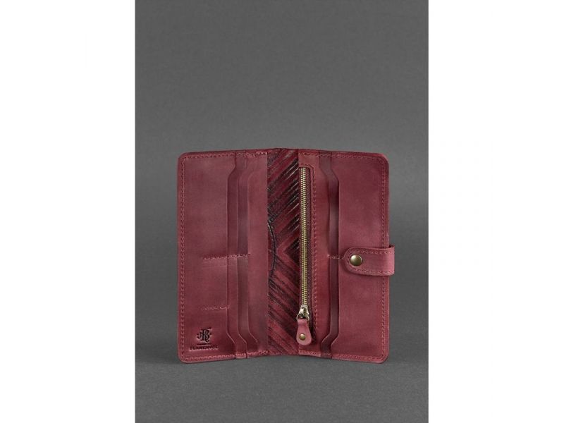 Кожаное женское портмоне 7.0 Инди Бордовый, фото 4