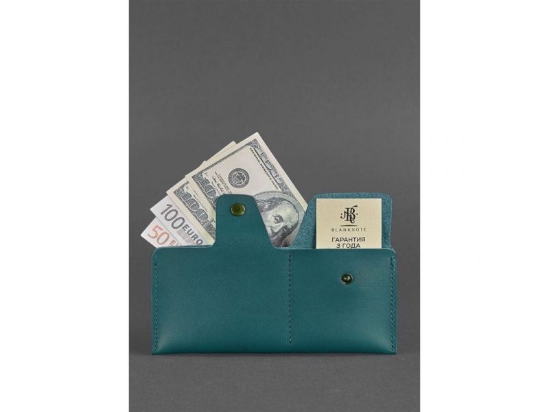 Кожаное портмоне-купюрник 8.0 зеленое, фото 2