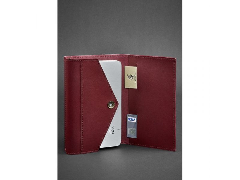 Кожаный блокнот (Софт-бук) 2.0 бордовый, фото 4