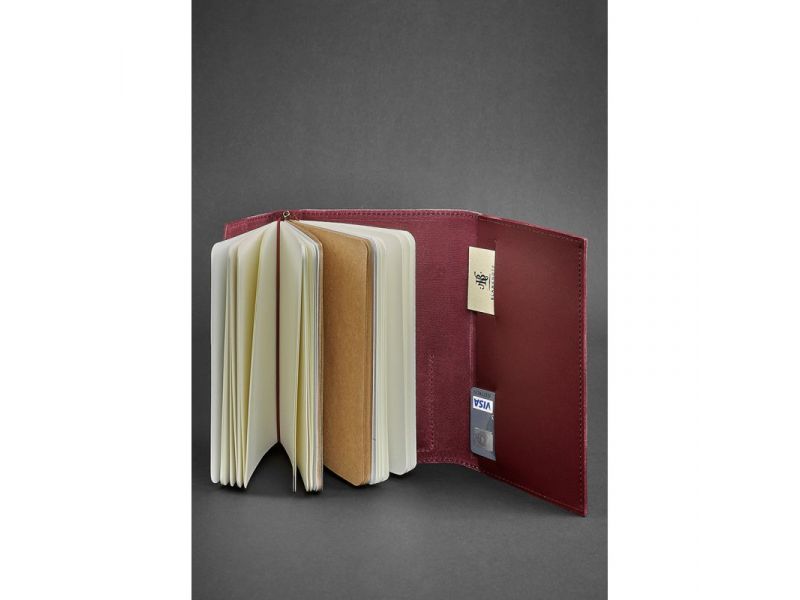 Кожаный блокнот (Софт-бук) 2.0 бордовый, фото 2