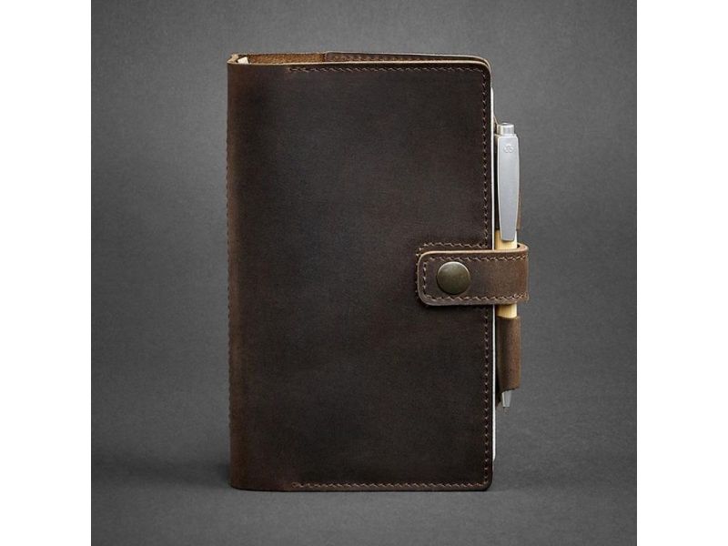 Кожаный блокнот (Софт-бук) 4.0 темно-коричневый Crazy Horse, фото 5