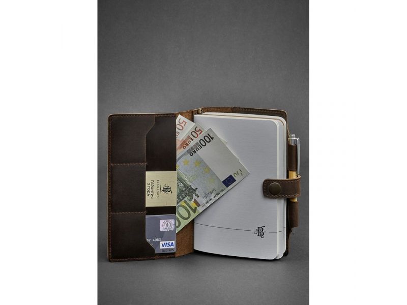 Кожаный блокнот (Софт-бук) 4.0 темно-коричневый Crazy Horse, фото 3