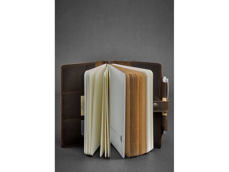 Кожаный блокнот (Софт-бук) 4.0 темно-коричневый Crazy Horse, фото 2