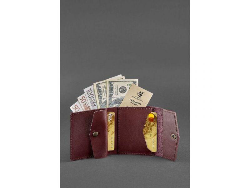 Женский кожаный кошелек 2.1 бордовый Krast, фото 2