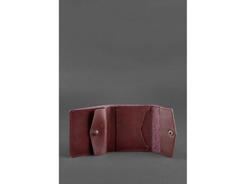 Женский кожаный кошелек 2.1 бордовый Krast, фото 3