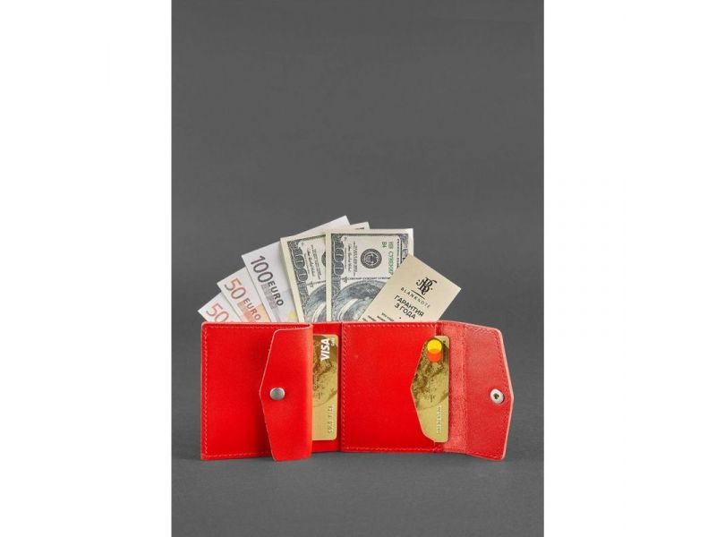 Женский кожаный кошелек 2.1 Ярко-красный, фото 2