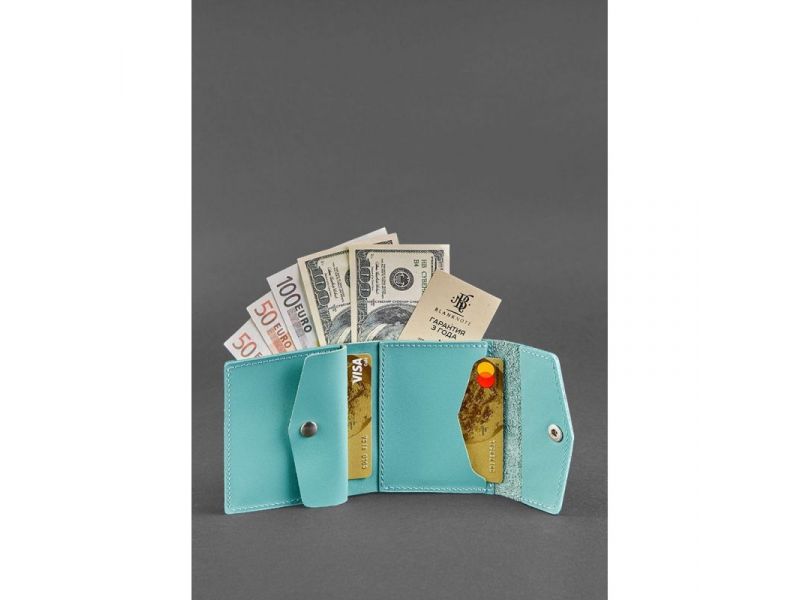 Женский кожаный кошелек 2.1 бирюзовый, фото 2