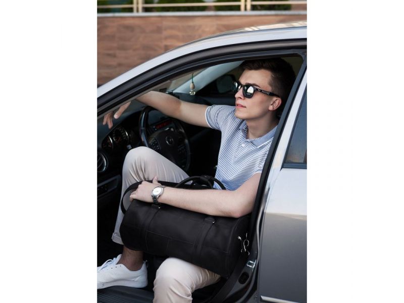 Кожаная сумка Harper черная Crazy Horse, фото 10