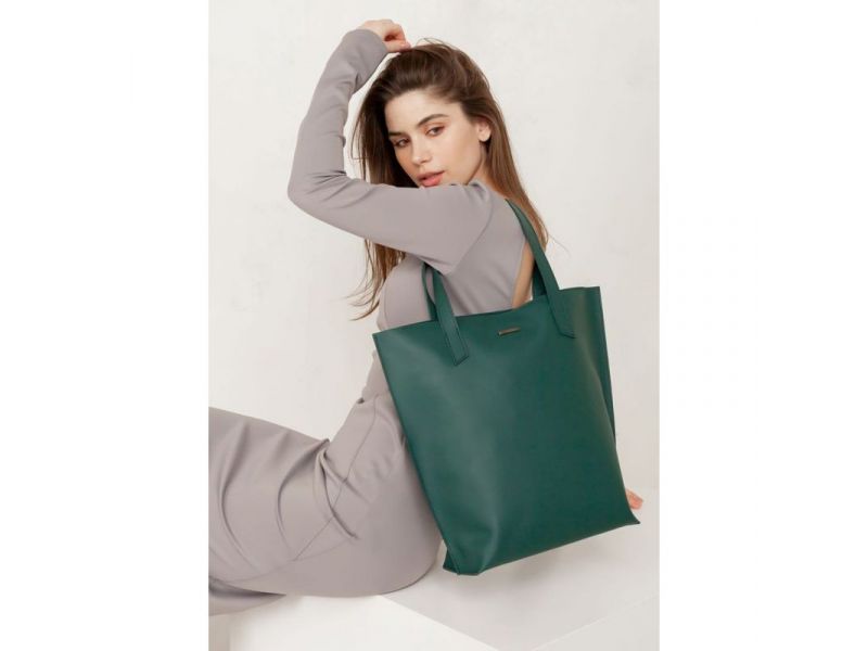 Кожаная женская сумка шоппер D.D. зеленая, фото 1