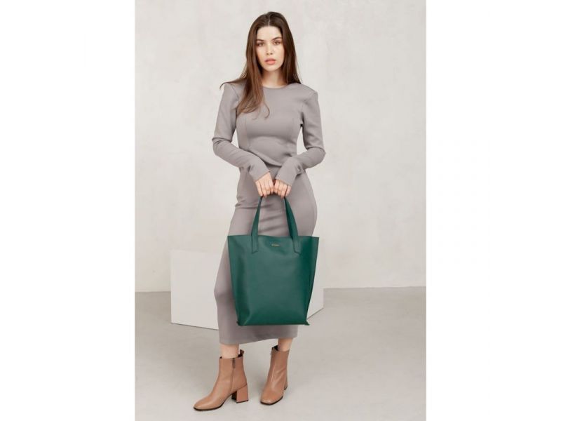 Кожаная женская сумка шоппер D.D. зеленая, фото 7