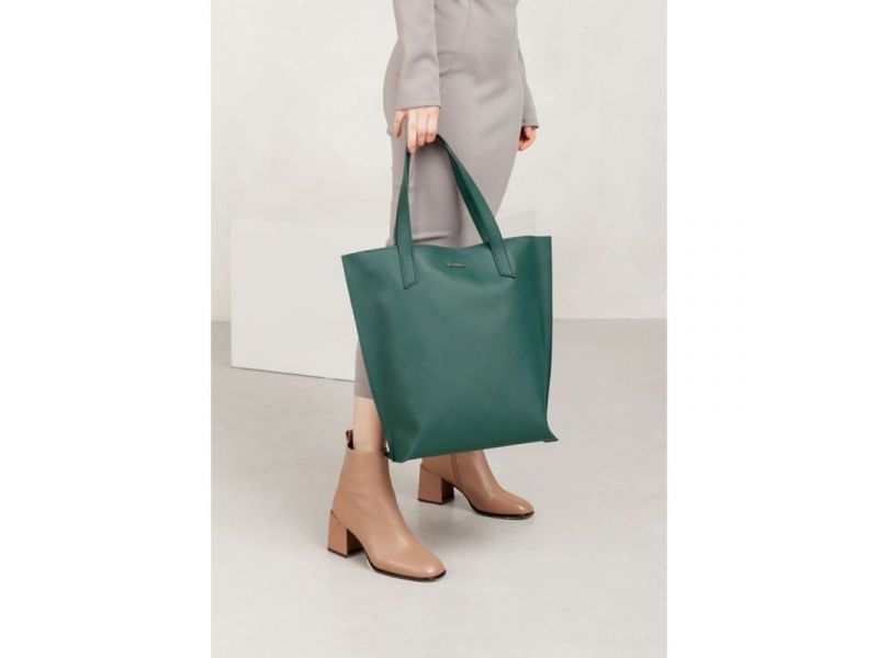 Кожаная женская сумка шоппер D.D. зеленая, фото 8