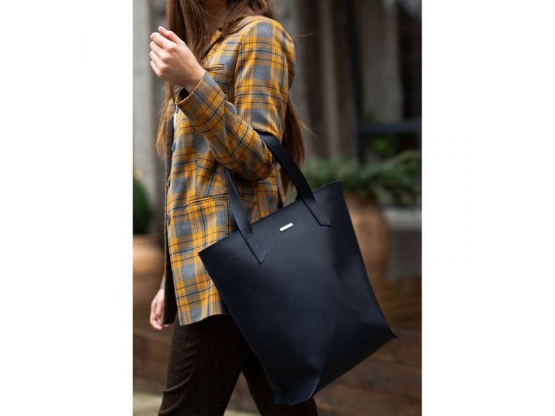 Кожаная женская сумка шоппер D.D. темно-синяя, фото 10