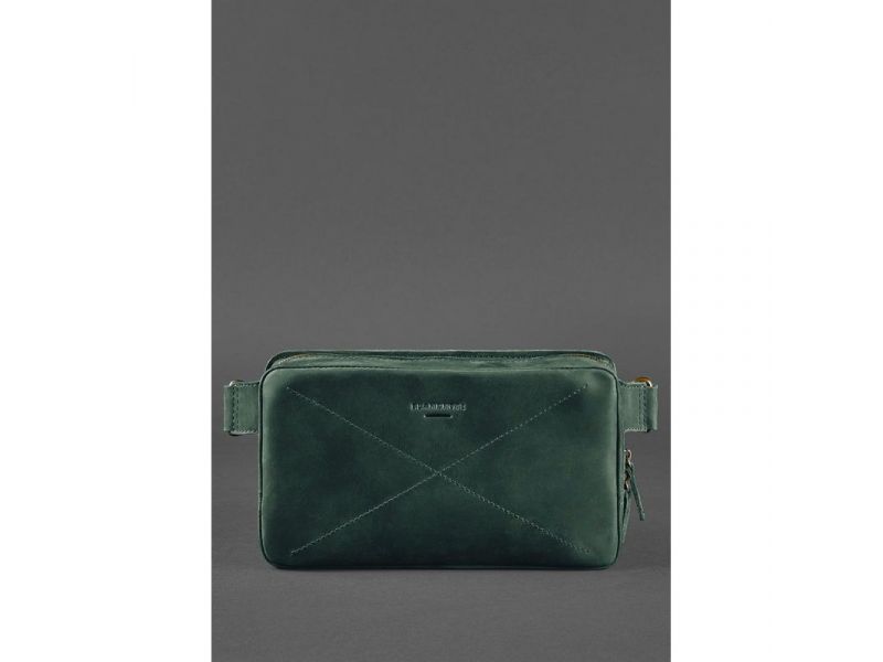 Кожаная поясная сумка Dropbag Maxi зеленая, фото 2