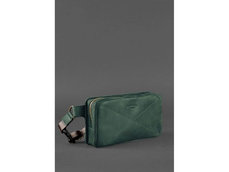Кожаная поясная сумка Dropbag Maxi зеленая, фото 3