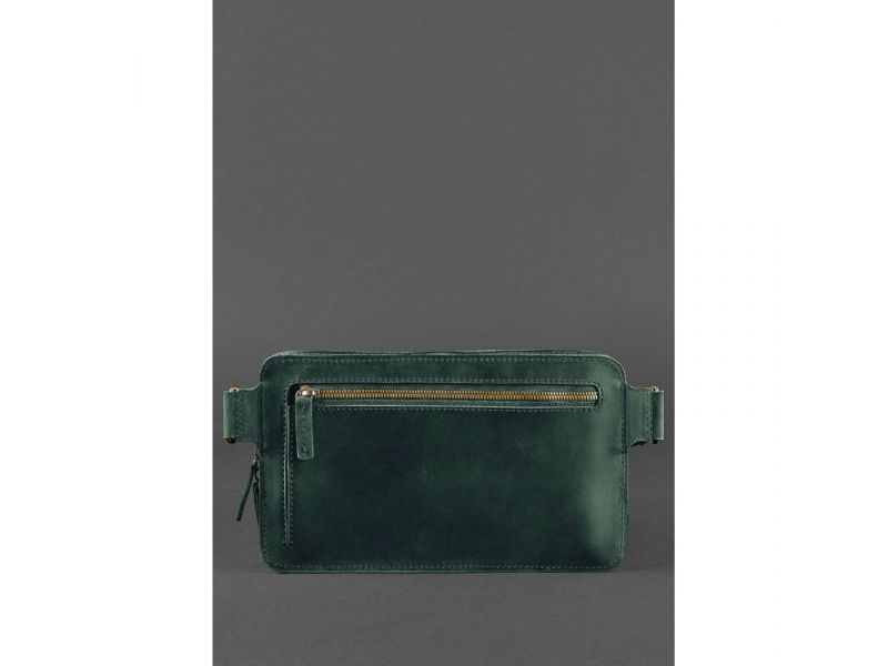 Кожаная поясная сумка Dropbag Maxi зеленая, фото 4