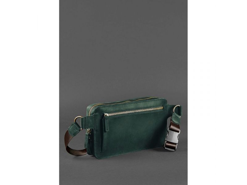 Кожаная поясная сумка Dropbag Maxi зеленая, фото 5