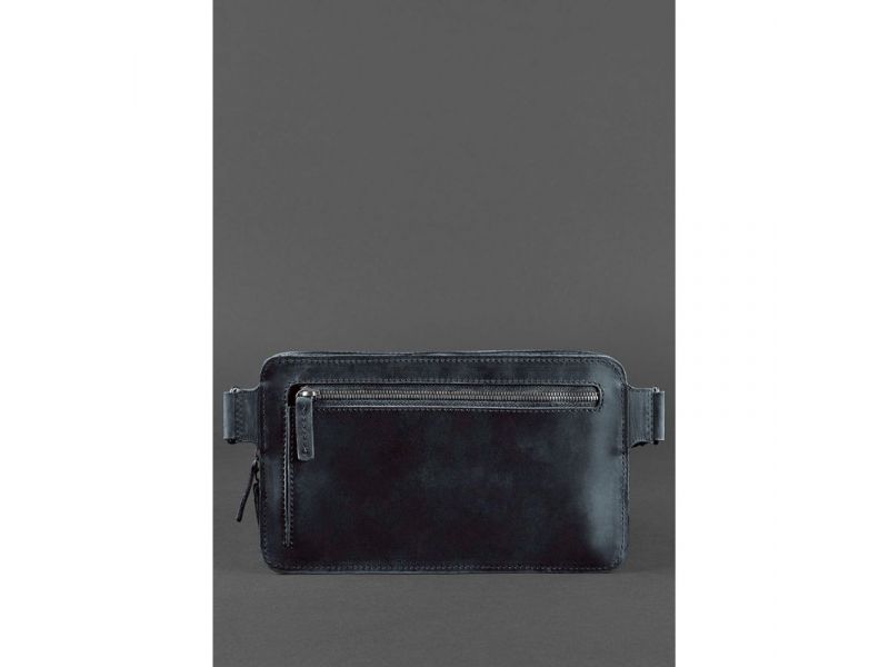 Кожаная поясная сумка Dropbag Maxi синяя Crazy Horse, фото 4