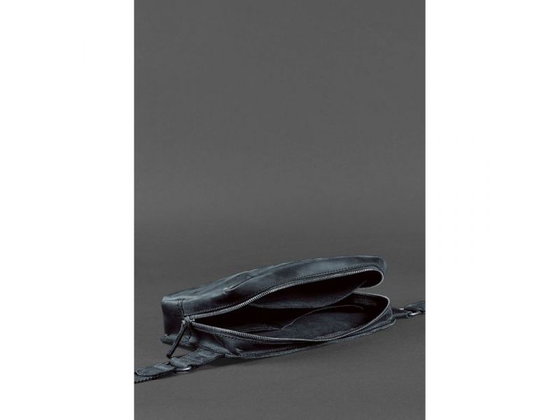 Кожаная поясная сумка Dropbag Maxi синяя Crazy Horse, фото 7