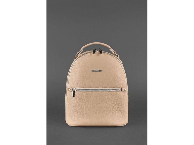 Кожаный женский мини-рюкзак Kylie светло-бежевый, фото 2