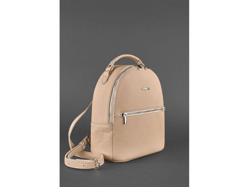 Кожаный женский мини-рюкзак Kylie светло-бежевый, фото 3