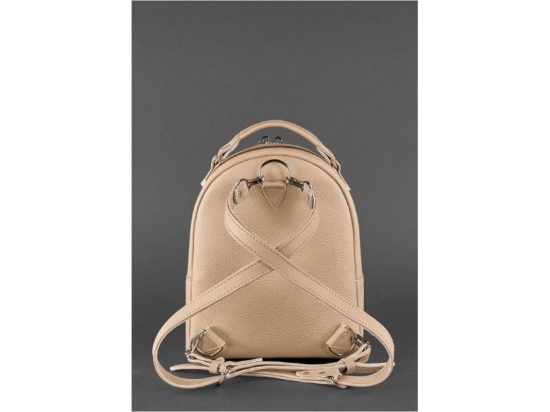 Кожаный женский мини-рюкзак Kylie светло-бежевый, фото 4