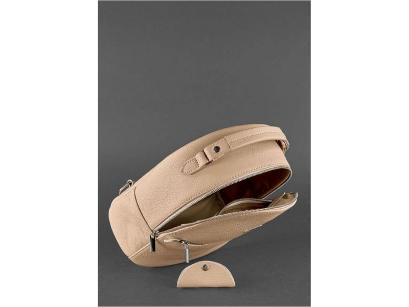 Кожаный женский мини-рюкзак Kylie светло-бежевый, фото 5