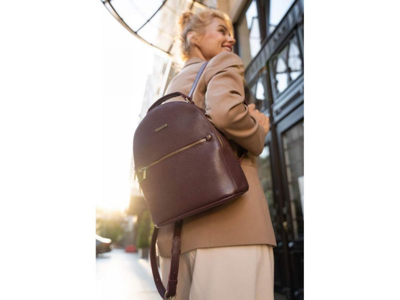 Кожаный женский мини-рюкзак Kylie Марсала, фото 7