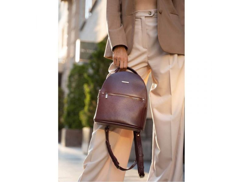 Кожаный женский мини-рюкзак Kylie Марсала, фото 10