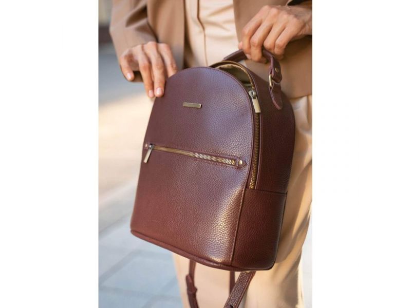 Кожаный женский мини-рюкзак Kylie Марсала, фото 9