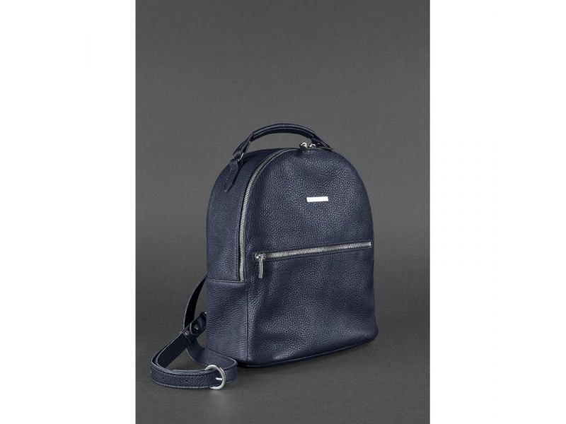 Кожаный женский Мини-рюкзак Kylie Синий, фото 3