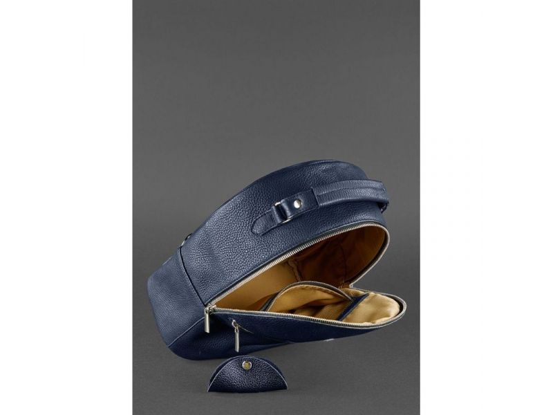 Кожаный женский Мини-рюкзак Kylie Синий, фото 4