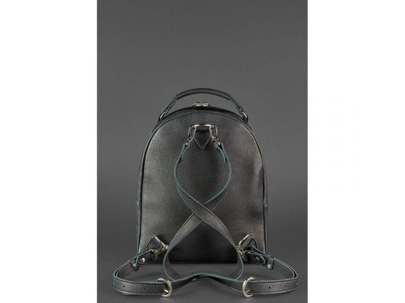 Кожаный женский мини-рюкзак Kylie черный, фото 4