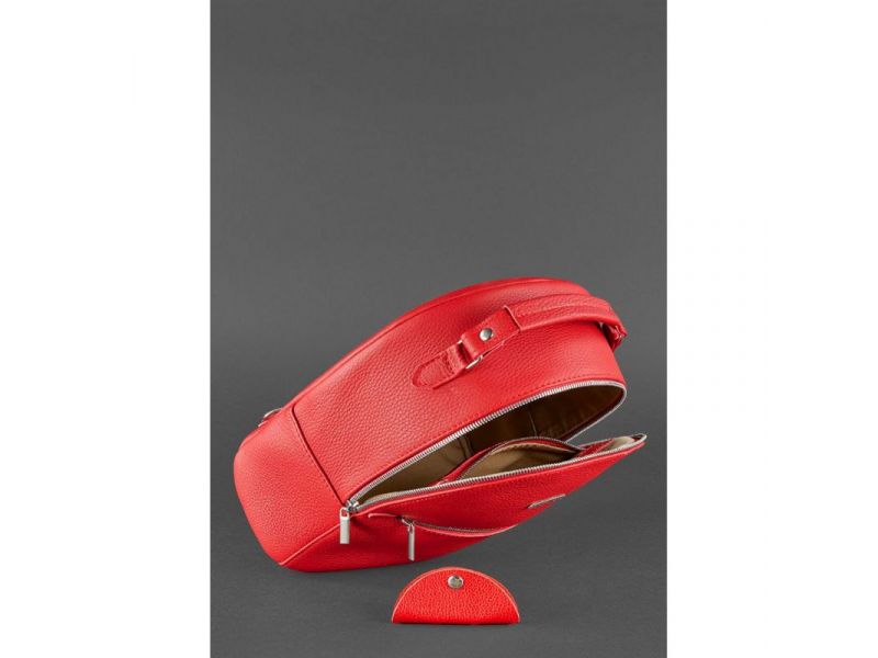 Кожаный женский мини-рюкзак Kylie красный, фото 5